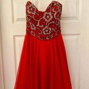 Sherri Hill Strapless Mini Jeweled Prom Dress